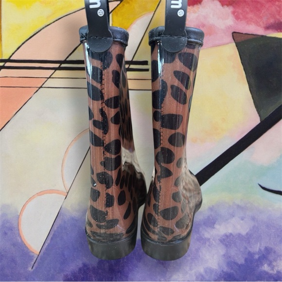 Sz 37 (7) Sanmm rain boots waterproof boots galoshes leopard print new spring - Picture 7 of 9